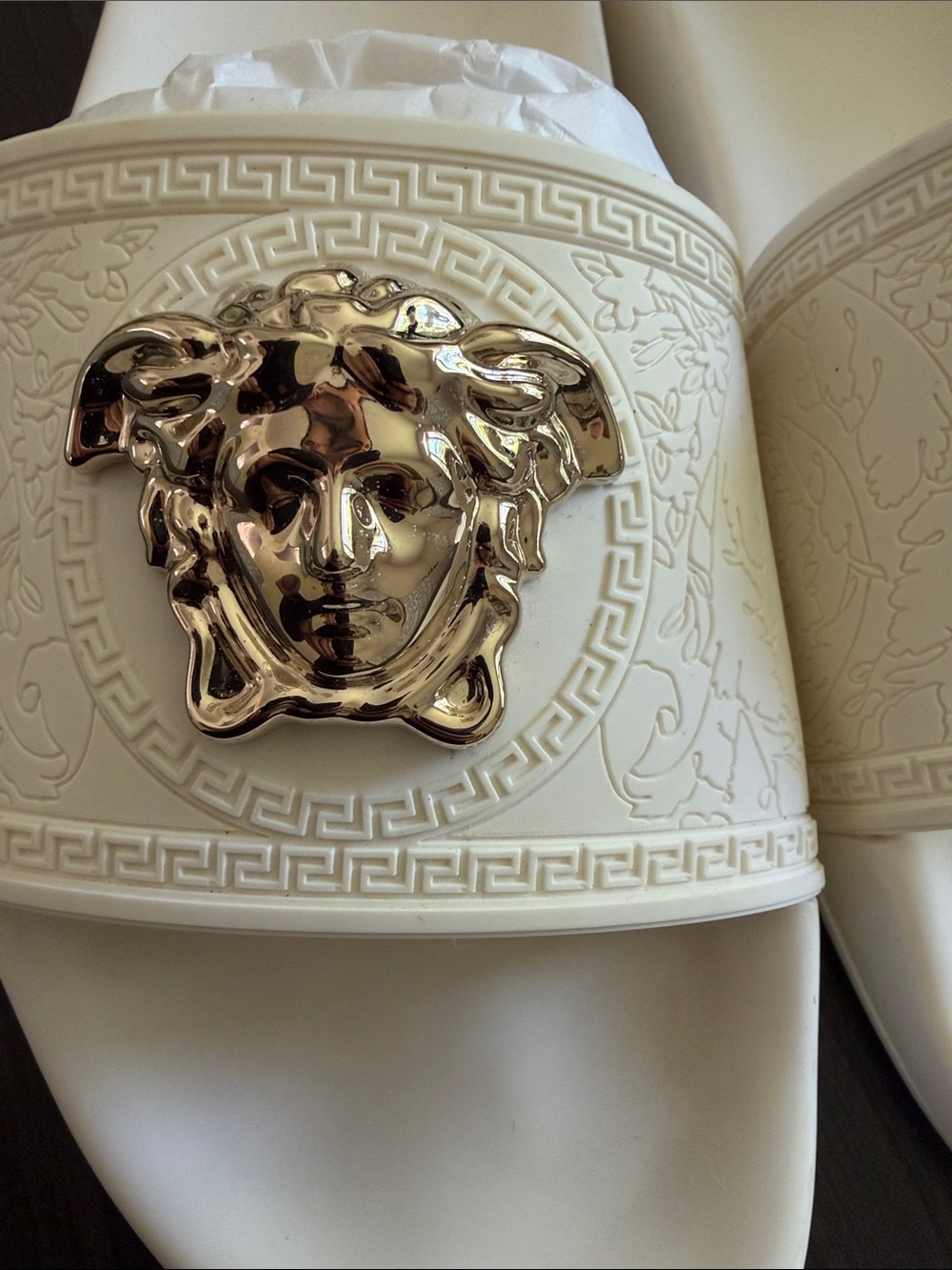 Versace white Slide Sandals with Gold Medusa Accent EU 40 wore once - Picture 6 of 7